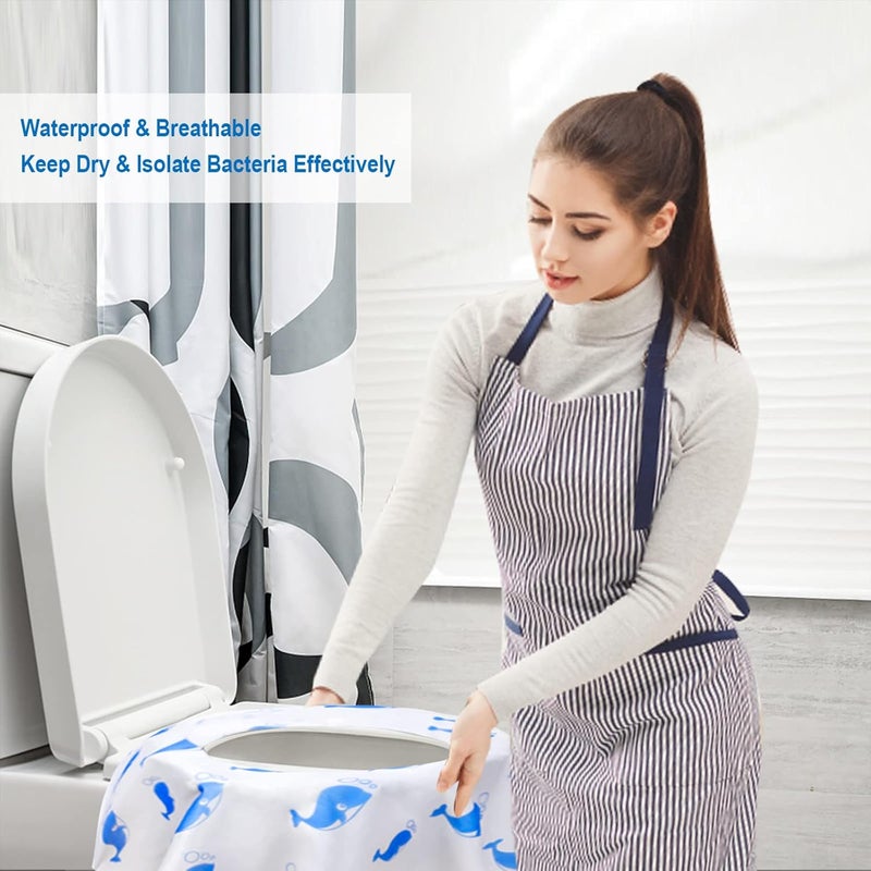 CHFONG 20 Pack Toilet Seat Covers Disposable, Extra Large Disposable Toilet Seat Covers for Adults, Individually Wrapped Potty Training Liners with Non-Slip Adhesives for Kids in Home, Restrooms&Travel -Blue - Image 3